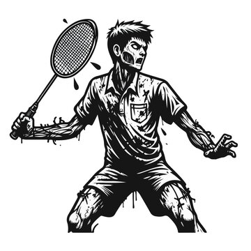 recommend clip art: Badminton zombie players silhouette vector illustration. playing badminton for background design halloween ghost icon logo sticker tattoo.