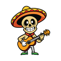 Cartoon musician with festival hat vector art illustration