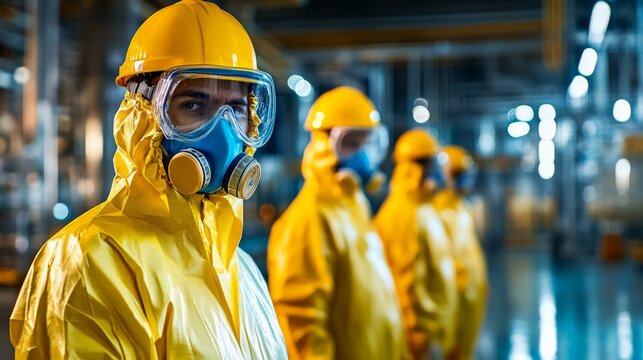 Industrial Workers in Protective Gear Amid Challenging Times