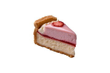 Sweet cheesecake with mascarpone or Philadelphia cheese, jelly and strawberries