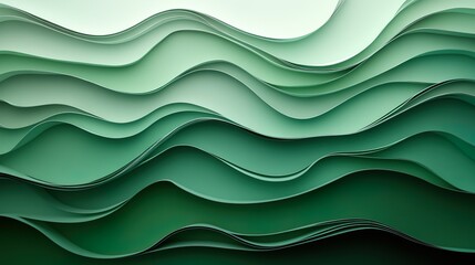Fototapeta premium Abstract background with green gradient waves and shapes