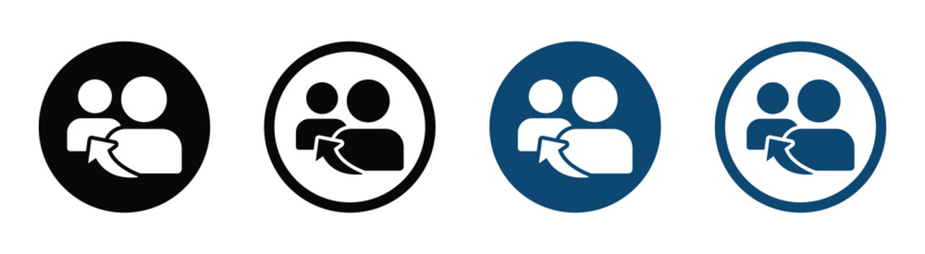 Referral vector icon. Meeting icon designs. People referral icon. Reference vector design collection