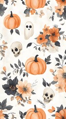 Halloween, Pumpkins, Witches, Abstract Image, Texture, Pattern Background, Wallpaper, Cover and Screen for Smartphone, PC, Laptop, 9:16 and 16:9 Format
