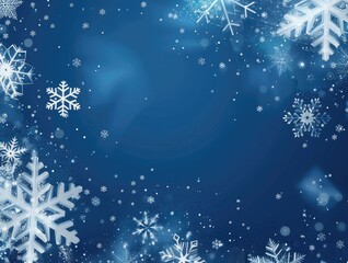 Blue abstract glitter background with white snowflakes and copy space. Background for Christmas and...