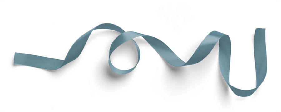 Curved Blue Satin Ribbon