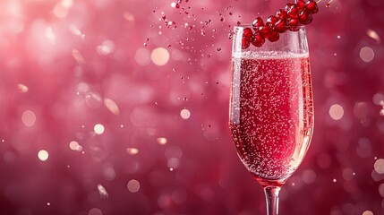 A sparkling pomegranate mimosa with floating berries