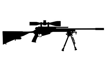 silhouette of a Precision Rifle with Bipod