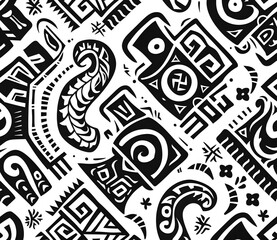 Black & White Seamless Tribal Aztec Pattern