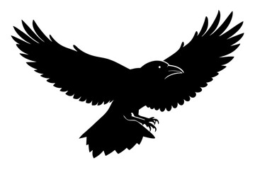 Flying bird black silhouette vector illustration.