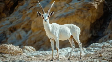 Papier peint photo intissé Addax antelope with striking curved horns