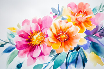 This beautiful watercolor flower arrangement elements