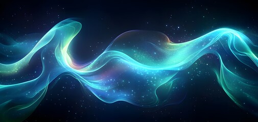 Obraz premium Abstract Blue Green Aurora Glow Wave
