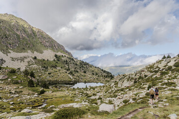 Estany del Cap dels Pessons, lake de Pessons in the Pyrenees mountains of Andorra, summertime