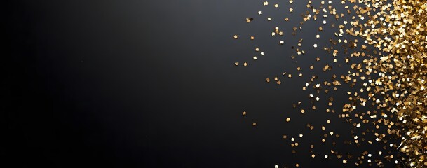 Obraz premium Black Background with Golden Star Confetti