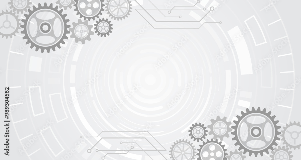 Poster Business and industry internet banner. The mechanism consisting of gears on a gray background for the presentation. Cogwheel for science experiment presentation. Futuristic high tech concept.