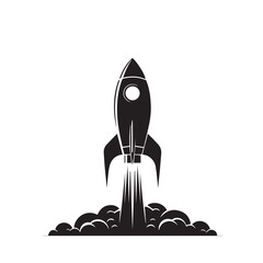 Fototapeta premium Silhouette of rocket. Rocket logo, icon vector design. Rocket vector illustration.