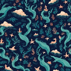 Obraz premium seamless pattern with feathers