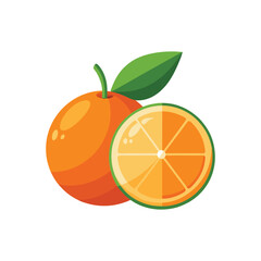 Vibrant Illustration of Fresh Orange on White Background