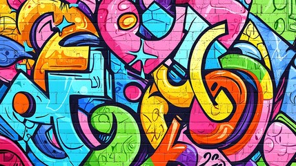 Fototapeta premium Abstract Urban Graffiti Art Wall with Vibrant Colors - Vector Illustration Concept for Street Art and Urban Culture