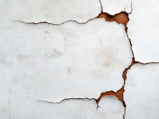 Obraz premium Cracked factory walls with rust stains and exposed wiring, Worn infrastructure, Decay and neglect