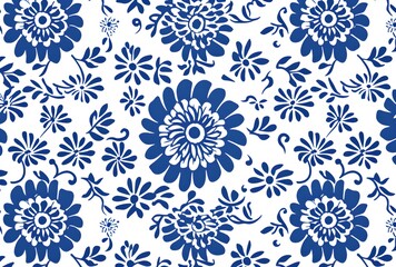 Blue and White Floral Pattern, Traditional Chinese Porcelain Style