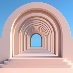 Surreal Archway with Gradient Sky Background