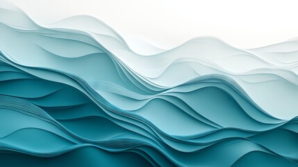 Fototapeta premium Minimalist waves of soft blue and teal tones