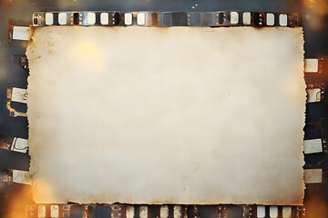Vintage film strip frame with empty space, old paper texture