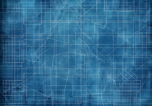 Blue Blueprint Grid Background with Paper Texture