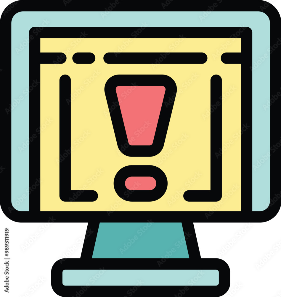 Poster computer screen is displaying an important warning message with an exclamation mark icon