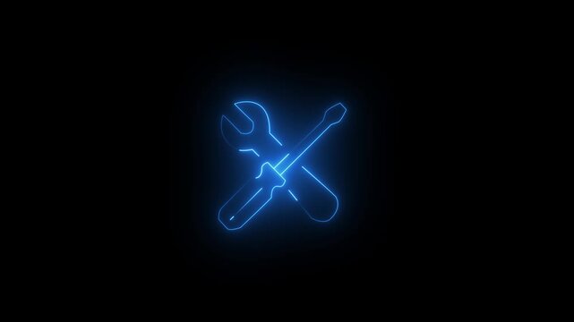 Neon tools hardware icon illustration  Animation.