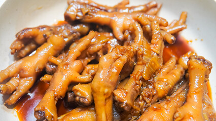Delicious halogen chicken foot with sauce