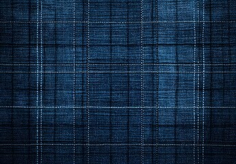 Blue Denim Plaid Fabric Texture Background
