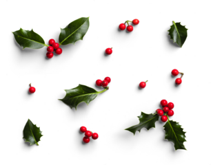 Set of Holly Leaves and Berries