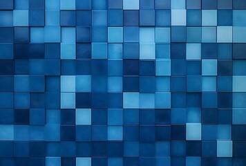 Fototapeta premium Abstract Blue Geometric Tile Wall Pattern