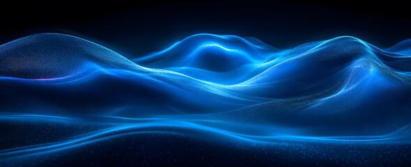 Abstract Blue Glow Waves Minimalist Background