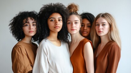 Fototapeta premium Models of different skin colors and builds. Racial diversity, body positivity. Modeling. Style. Fashion.
