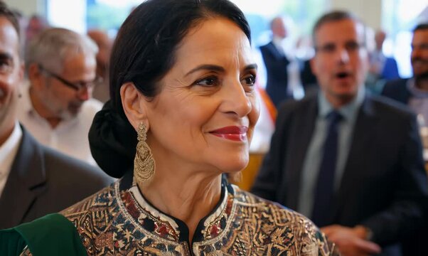 Moroccan Woman Engaged in Town Hall Meeting