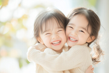 満面の笑顔の双子