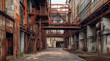 Metal structures and buildings from old metallurgical plant.