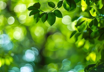 Obraz premium Green Leaves Blurred Background With Copy Space