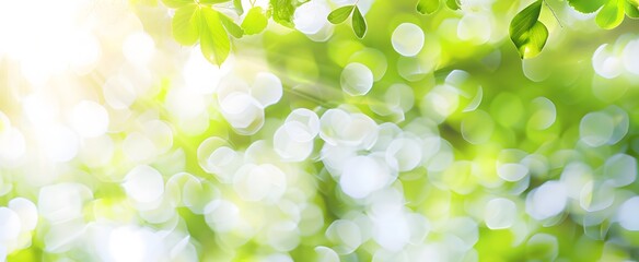 Fototapeta premium Abstract Spring Bokeh Background with Green Leaves