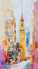 Fototapeta premium Oil Painting, Watercolor, Floral, Nature, Colorful, Abstract Image, Texture, Pattern Background, Wallpaper, Smartphone, PC, Laptop Cover and Screen, 9:16 and 16:9 Format