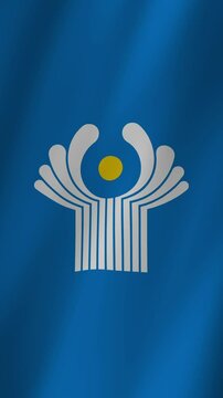 Vertical Commonwealth of Independent States Flag footage video waving in wind