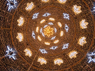 Naklejka premium Interior View of Illuminated Christmas Tree Structure