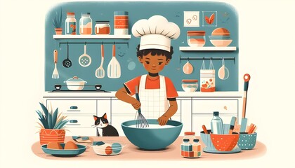 illustration person in the kitchen
