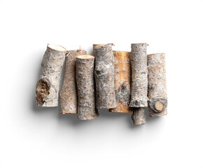Stacked Birch Branches with Natural Gray and Brown Tones