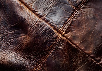 Brown Leather Texture Background With Seam