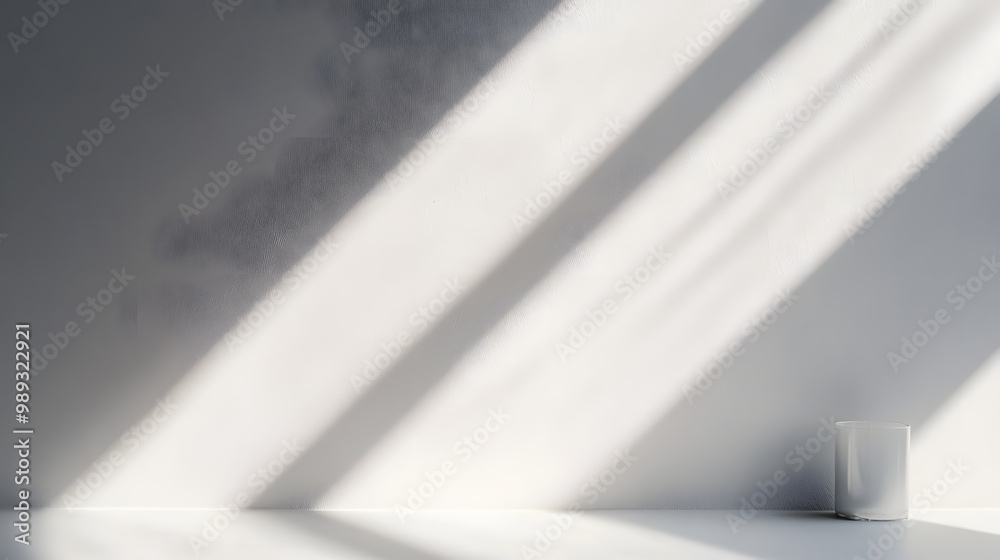 Wall mural blurred overlay effect for photo and mockups. wall texture with organic drop diagonal shadow and ray