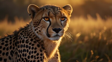 Obraz premium Cheetah Portrait in Golden Light